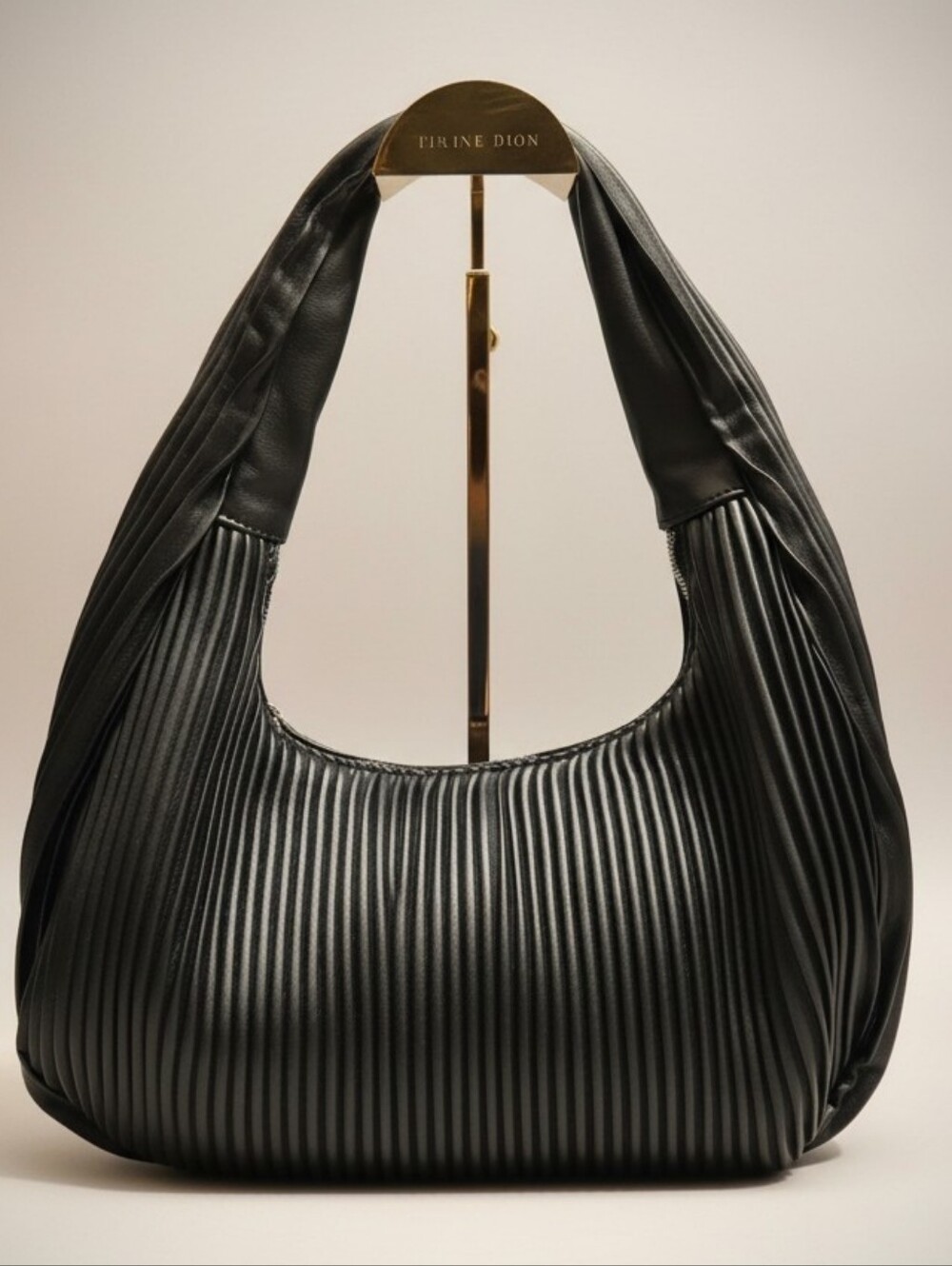 Keddo Couture Black Pleated Hobo Shoulder Bag Vegan Leather Slouchy Purse Large